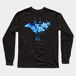 Blue Rose Butterfly Long Sleeve T-Shirt